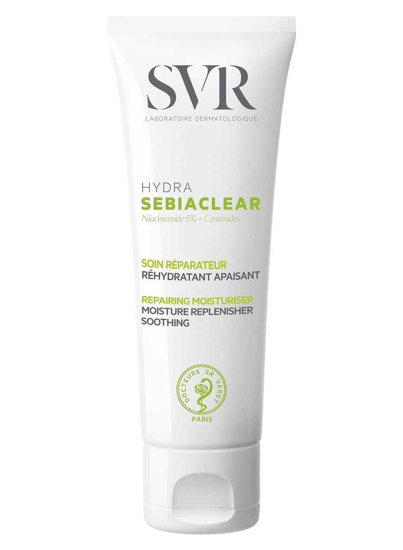 SVR Sebiaclear Moisturizing Face Cream - Niacinamide, Hyaluronic Acid and Ceramides - Soothing Moisturizer for 48h of Hydration - Reduces the appearance of marks - For Oily Sensitive Skin, 1.4 oz.