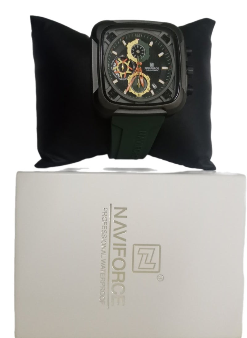 New NAVIFORCE Watch NF-8058 Men's Fashion Watch, Silicone Strap, Waterproof Men's Quartz Watch