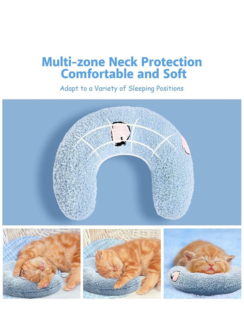 Pillow for Cats Ultra Soft Fluffy Pet Calming Toy Half Donut Cuddler Deep Sleep U-Shaped Accompanying Small Pillow, Protect Pet's Cervical Spine for Joint Relief Sleeping Improve Machine Washable