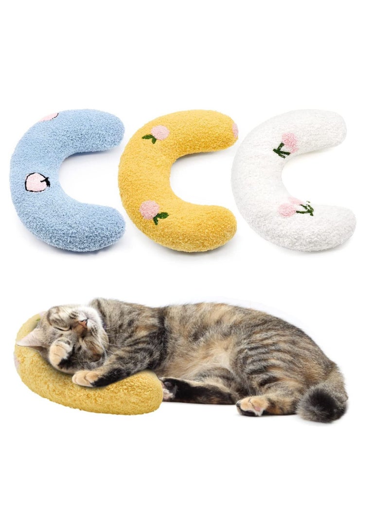 Pillow for Cats Ultra Soft Fluffy Pet Calming Toy Half Donut Cuddler Deep Sleep U-Shaped Accompanying Small Pillow, Protect Pet's Cervical Spine for Joint Relief Sleeping Improve Machine Washable