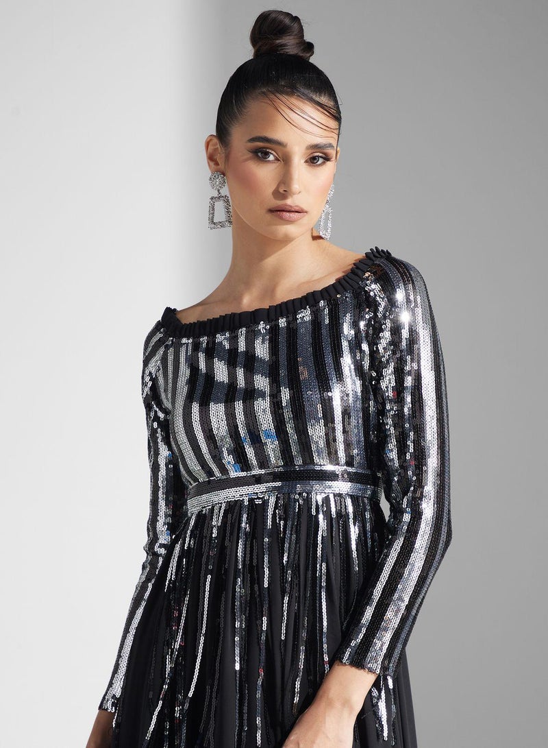 Bardot Sequin Detail Dress