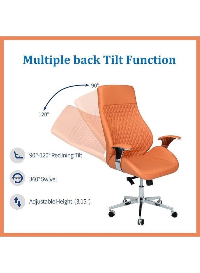 Executive Ergonomic Office Chair MH-766, Computer Desk Chair, PU Leather, Steel Structure, Smooth lumbar support with adjustable Height, Earthy yellow.