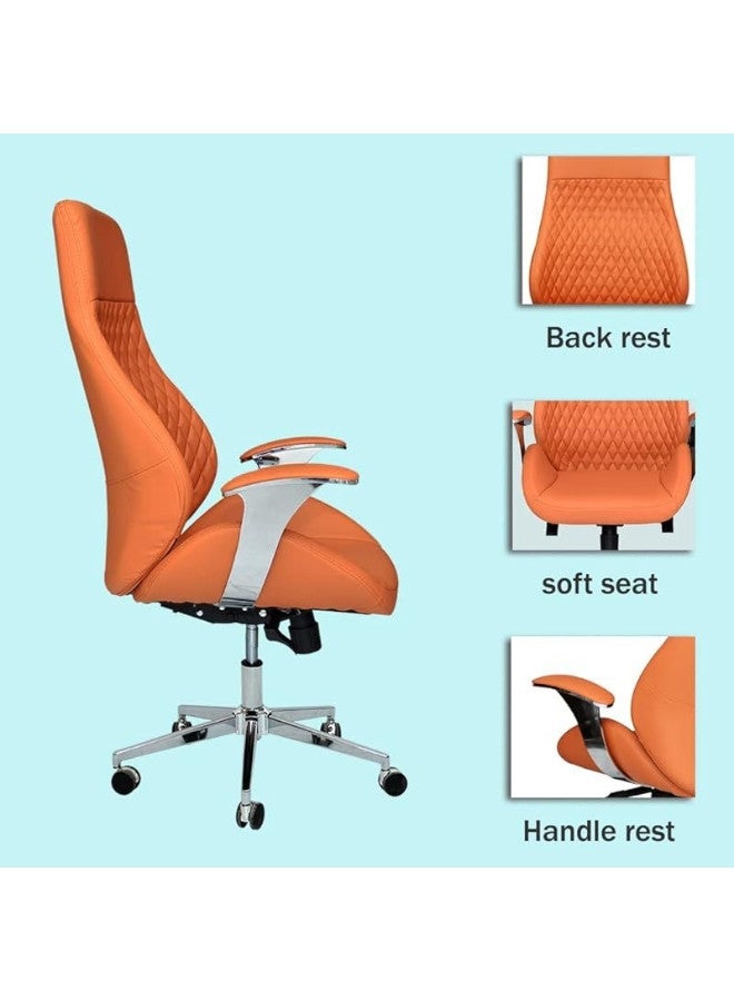 Executive Ergonomic Office Chair MH-766, Computer Desk Chair, PU Leather, Steel Structure, Smooth lumbar support with adjustable Height, Earthy yellow.