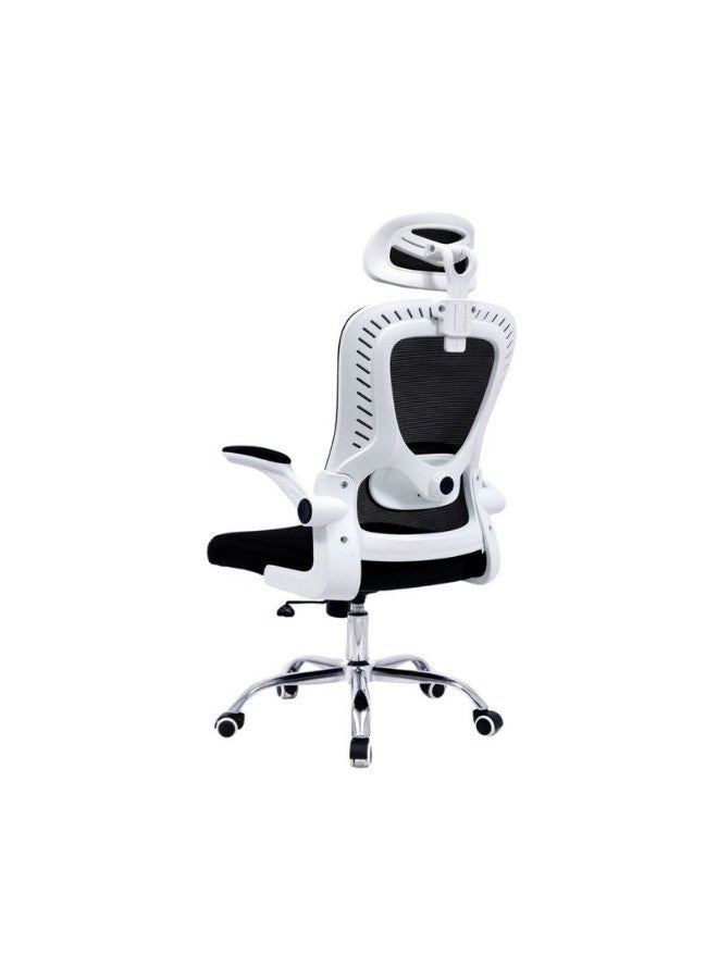 Ergonomic Office Chair with Headrest and Lumbar Support Desk Chair Computer Chair, High Back Executive Swivel Chair (Black and White) (Headrest)