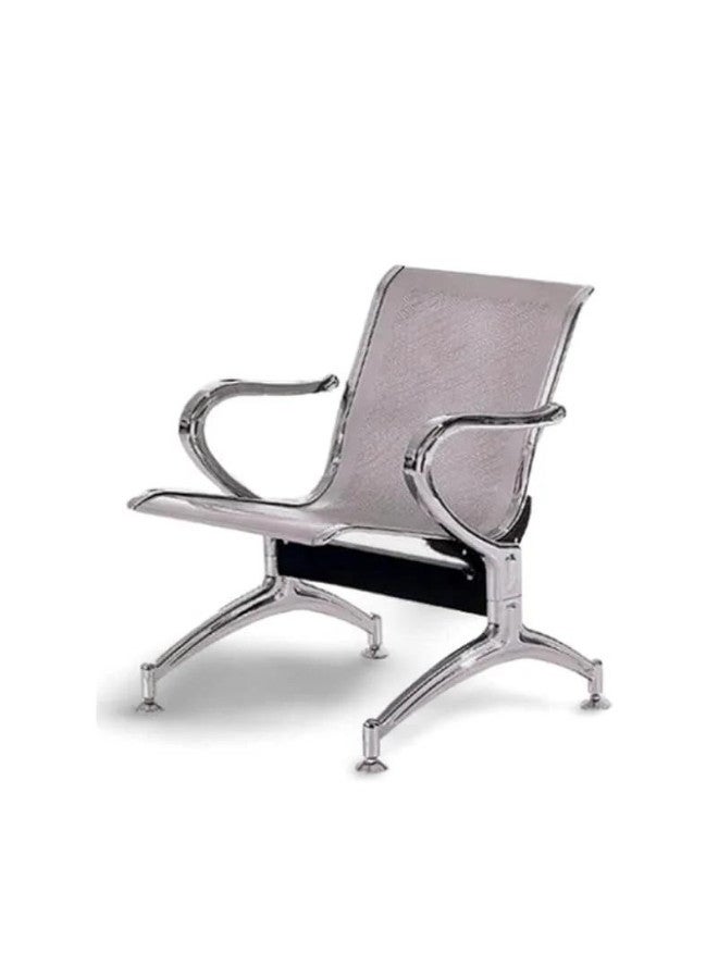 Single Seat Airport Chair, Visitor Chair For Airport Chair, Office Chair, Hospital Chair, School Chair Etc. With Metal Frame Armrest, Sit & Back, Silver