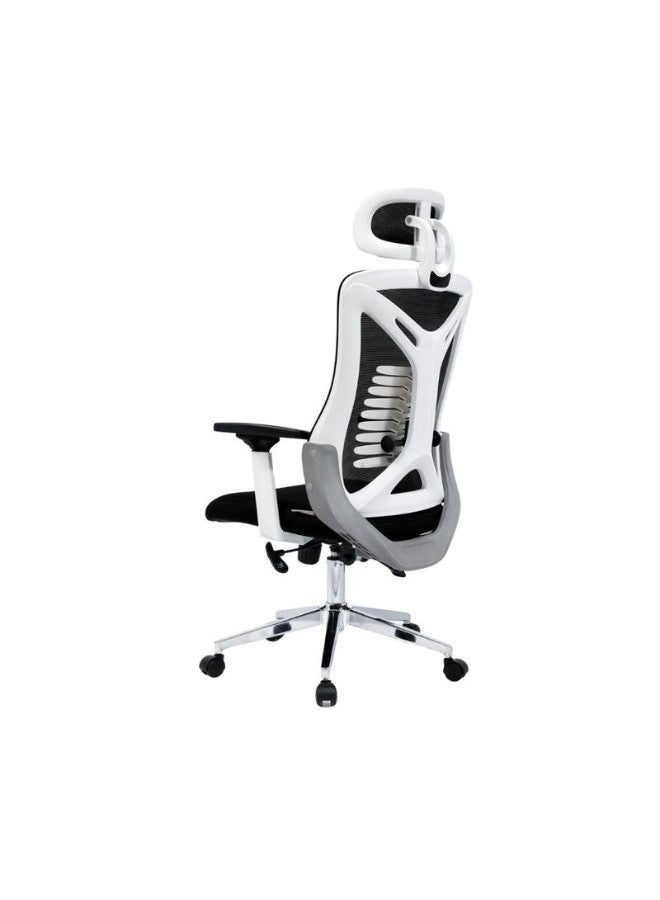 Ergonomic Office Chair with Headrest and Lumbar Support Desk Chair Computer Chair, High Back Executive Swivel Chair (Black and White) (Headrest)