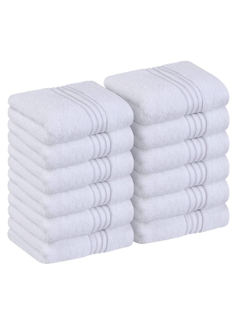 Utopia Towels 12 Pack Premium Wash Cloths Set (12 x 12 Inches) 100% Cotton Ring Spun, Highly Absorbent and Soft Feel Washcloths for Bathroom, Spa, Gym, and Face Towel (White)