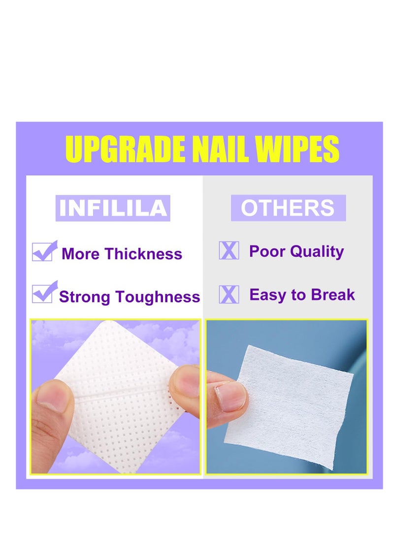 NXJ INFILILA Lint Free Nail Wipes, Nail Stuff for Nail Polish Remover 540Pcs Super Absorbent Dry Nail Pliosh Remover Pads Wipes Lint Free Wipes Cleaning Wipes Nail Salon Supplies
