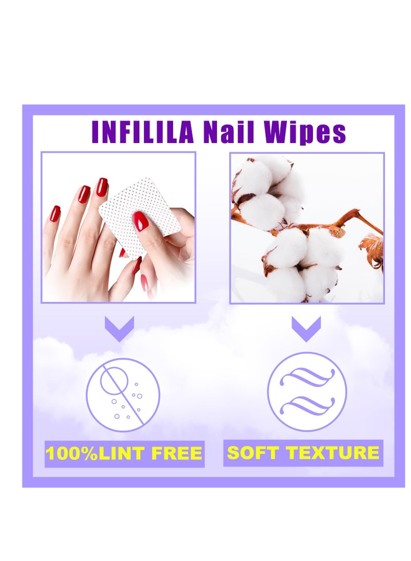 NXJ INFILILA Lint Free Nail Wipes, Nail Stuff for Nail Polish Remover 540Pcs Super Absorbent Dry Nail Pliosh Remover Pads Wipes Lint Free Wipes Cleaning Wipes Nail Salon Supplies