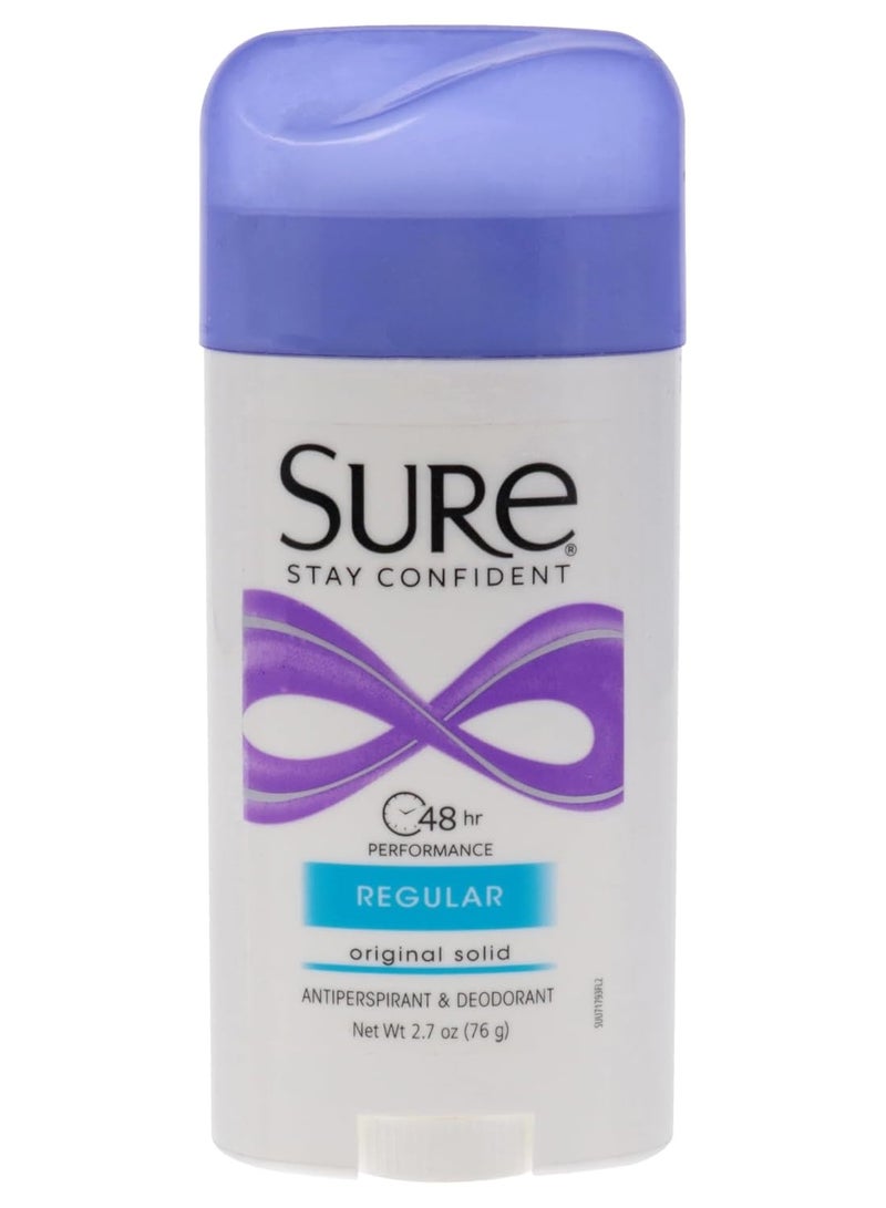 Sure Original Solid Anti Perspirant and Deodorant, Regular Scent, 2.7-Ounces (Pack of 6)