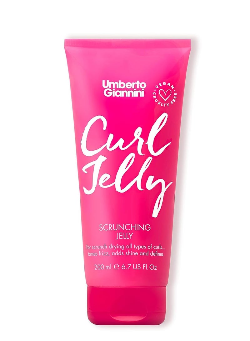 Umberto Giannini Curl Jelly Scrunching Jelly 200 ml - Frizz Solution Defining Hair Gel for 2a-4c Curly, Wavy, Coily Hair - Vegan & Cruelty-Free