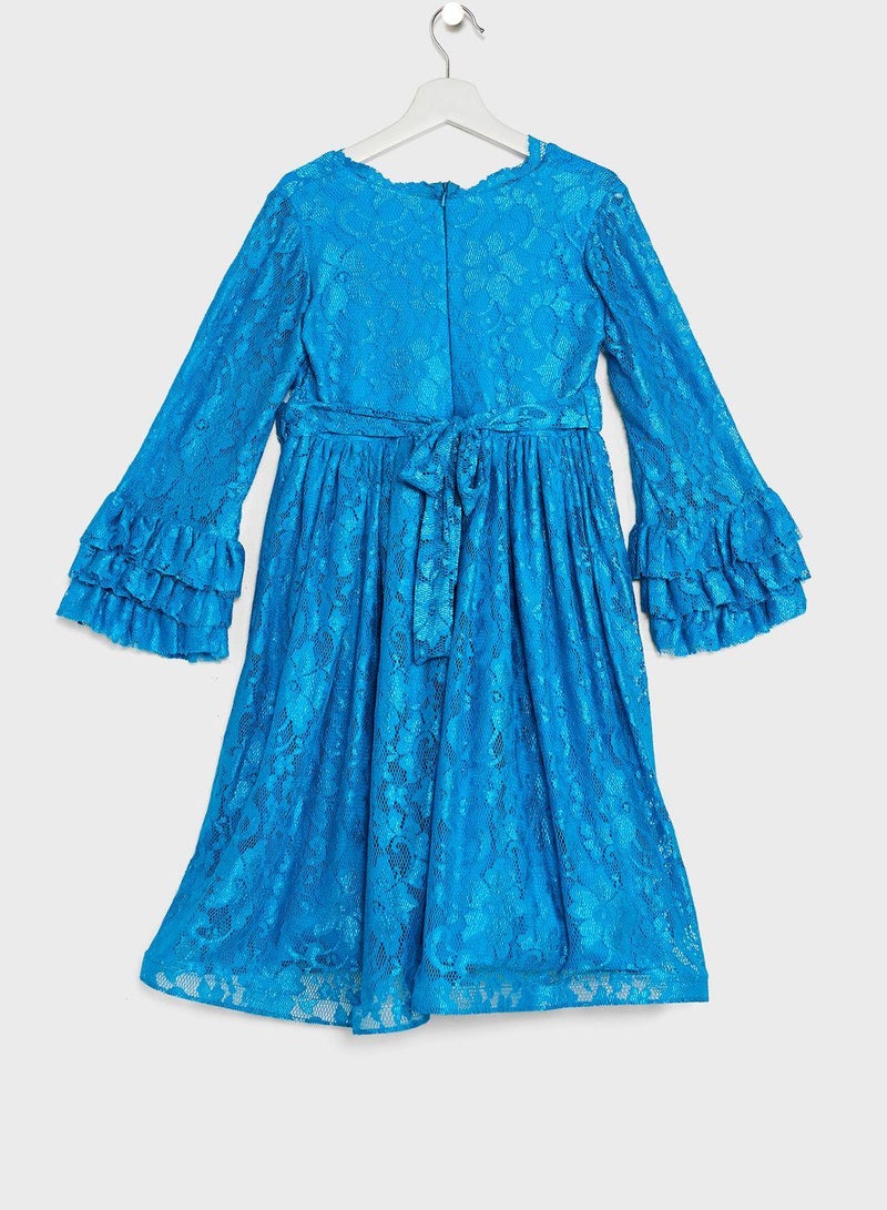 Lace Ruffle Sleeve Dress