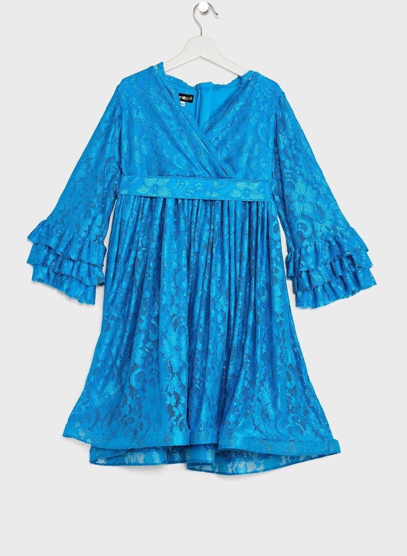 Lace Ruffle Sleeve Dress
