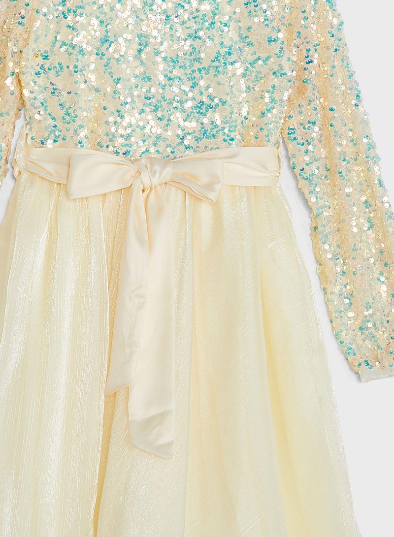 Kids Little Full Sleeve Sequin Top Dress