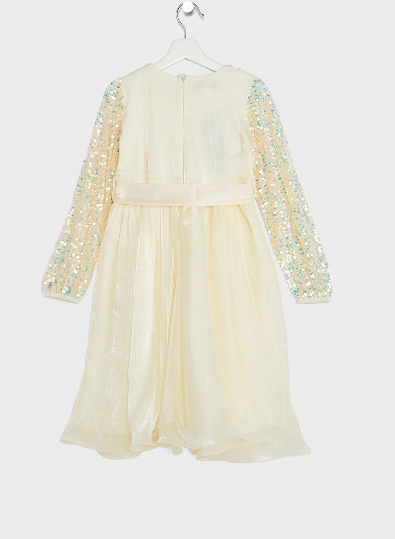 Kids Little Full Sleeve Sequin Top Dress