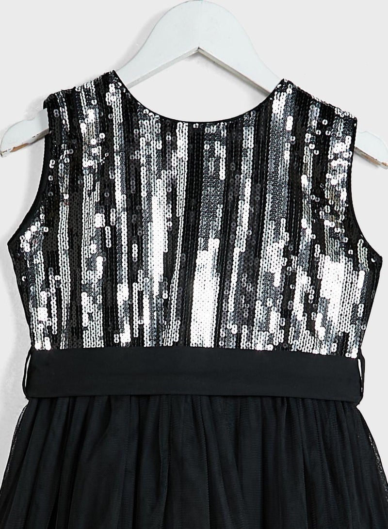 Little Sequin Top  Belted Dress