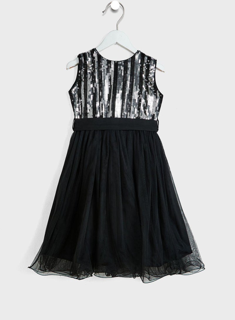 Little Sequin Top  Belted Dress