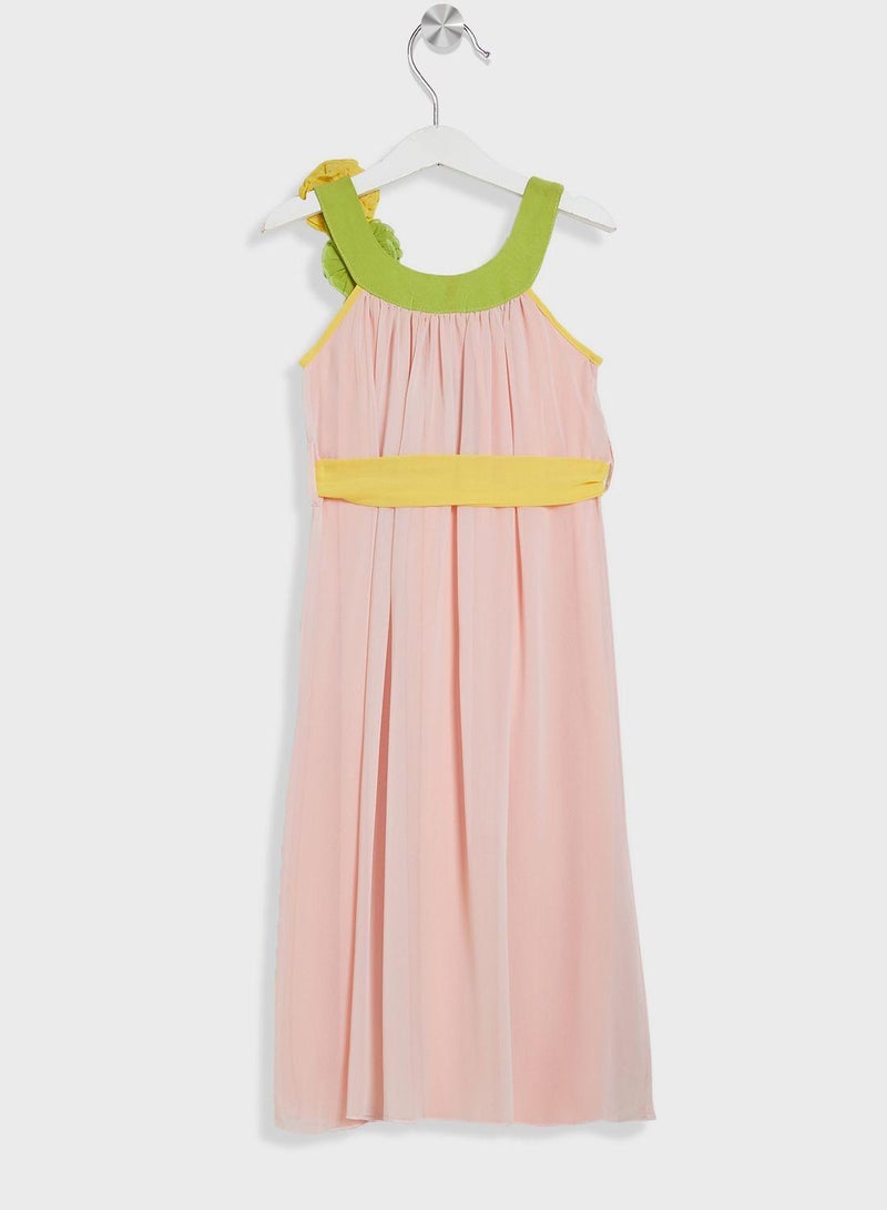 Kids Little Tie Waist Belted Dress