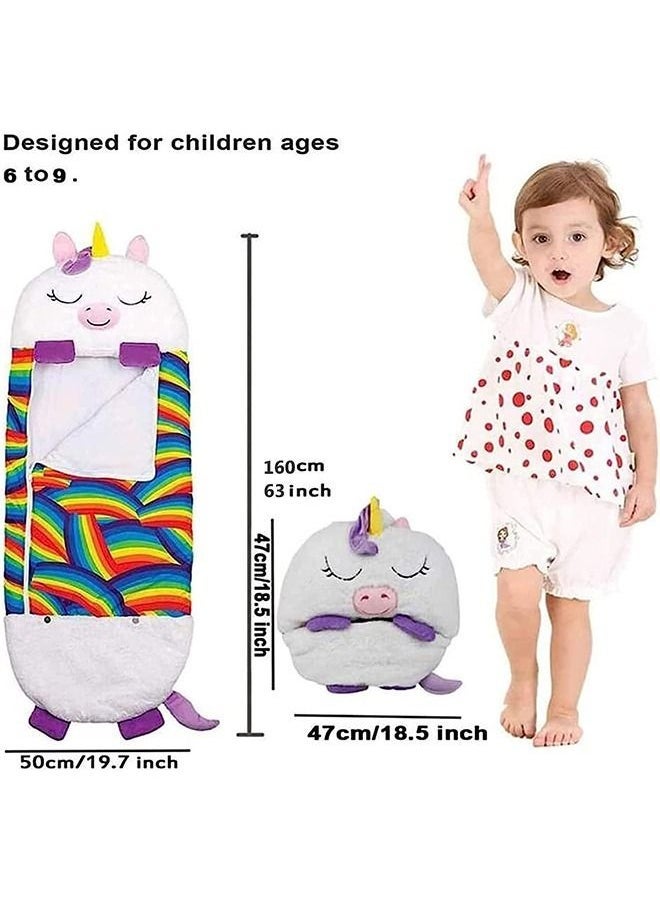 Kids Cartoon Large Warm Sleeping Bag, Portable FoldingPillow & Sleepy Sack