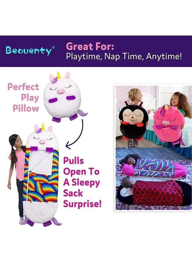 Kids Cartoon Large Warm Sleeping Bag, Portable FoldingPillow & Sleepy Sack