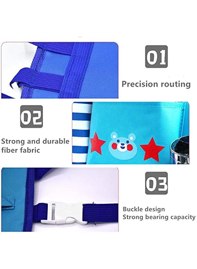 Car Seat Cushion Back Seat Protector Seat Belt Backseat Organizer Storage Pockets, Cartoon Car Seat Back Bag Car Rear Seat Storage Box Baby Supplies Storage Car Hanging Bag (blue ABC)