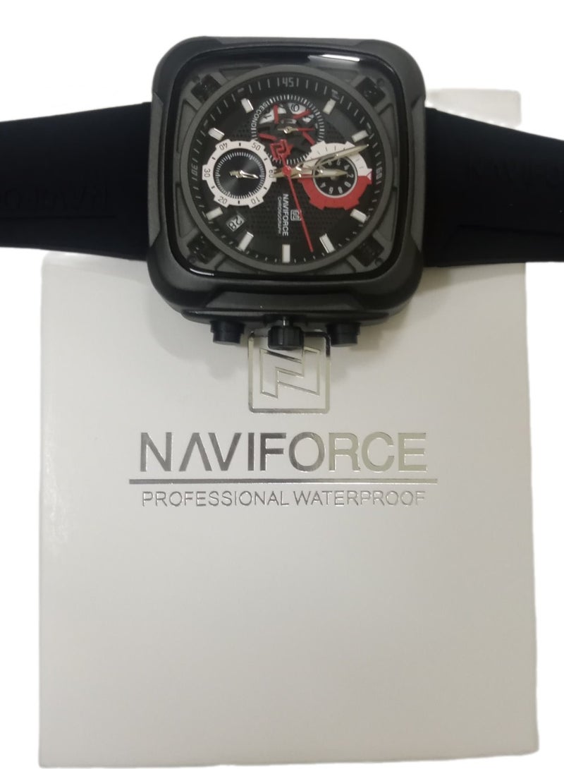 New NAVIFORCE Watch NF-8058 Men's Fashion Watch, Silicone Strap, Waterproof Men's Quartz Watch