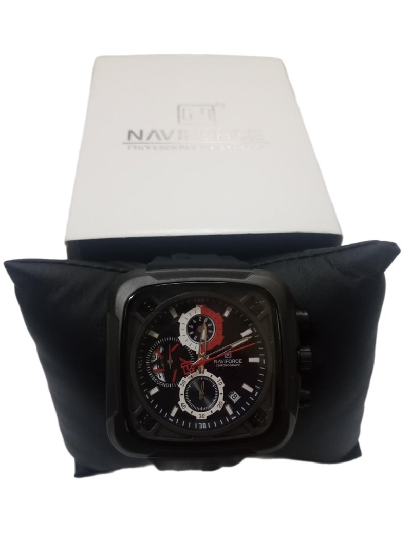 New NAVIFORCE Watch NF-8058 Men's Fashion Watch, Silicone Strap, Waterproof Men's Quartz Watch