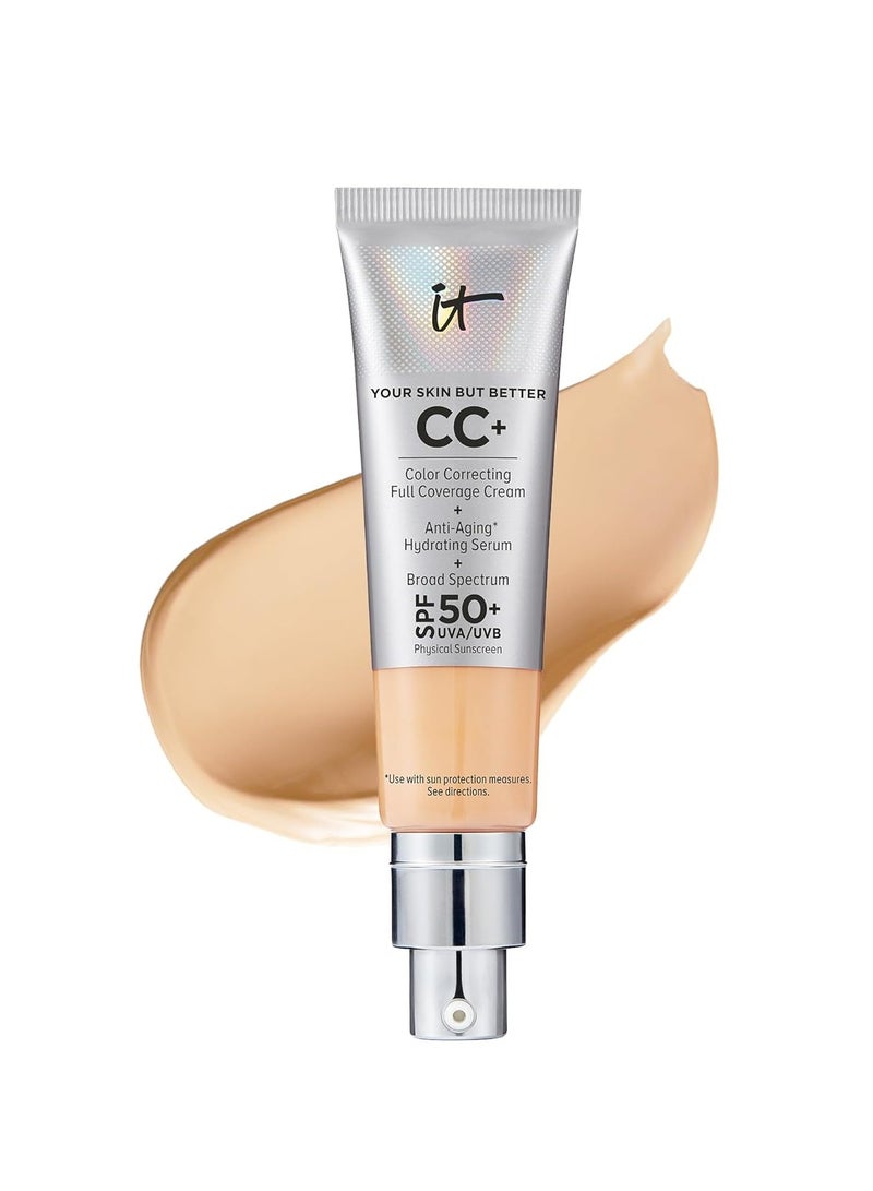 IT Cosmetics Your Skin But Better CC+ Cream - Color Correcting Cream, Full-Coverage Foundation, Hydrating Serum & SPF 50+ Sunscreen - Natural Finish - 1.08 fl oz