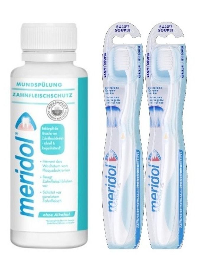 Mouthwash 400ml and 2 Pieces Soft Toothbrush Set