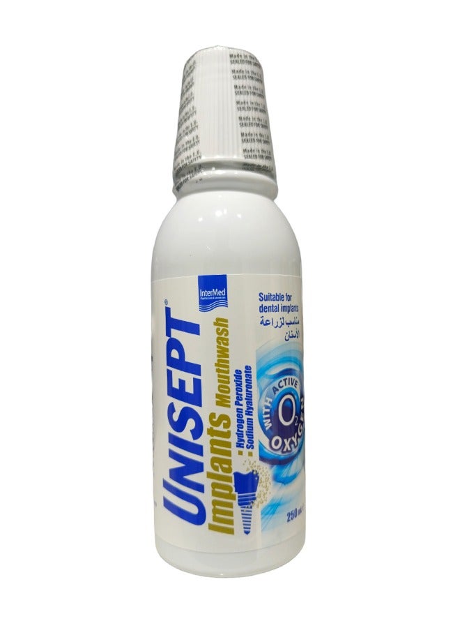 Unisept Implants Mouthwash - Alcohol-Free Oral Solution for Dental Implants, 250 ml