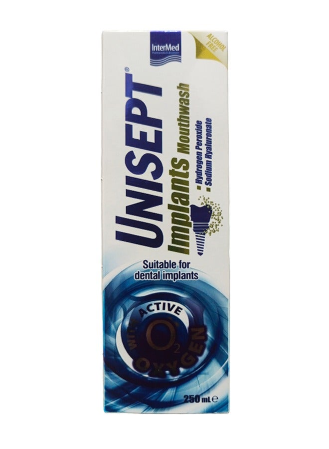 Unisept Implants Mouthwash - Alcohol-Free Oral Solution for Dental Implants, 250 ml