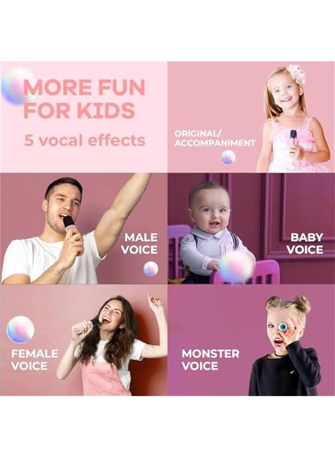 Mini Karaoke Machine for Kids Adults, Portable Bluetooth Speaker with 2 Wireless Microphones,Toys Birthday Gifts for Girls Ages 4, 5, 6, 7, 8,9,10,11,12+ Years Old Toddler Teens (Lightpink)