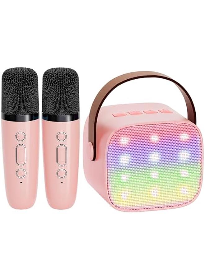 Mini Karaoke Machine for Kids Adults, Portable Bluetooth Speaker with 2 Wireless Microphones,Toys Birthday Gifts for Girls Ages 4, 5, 6, 7, 8,9,10,11,12+ Years Old Toddler Teens (Lightpink)