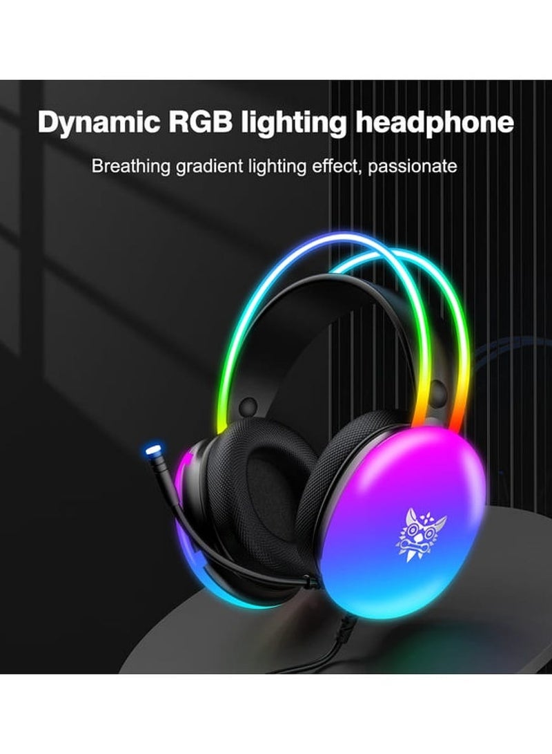 X25 Professional Gaming Headset USB+3.5 RGB Light 3D Stereo Noise Cancellation Multi Platform Compatibility With Microphone for PS4/PS5/XOne/XSeries/NSwitch/PC