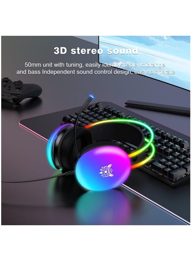 X25 Professional Gaming Headset USB+3.5 RGB Light 3D Stereo Noise Cancellation Multi Platform Compatibility With Microphone for PS4/PS5/XOne/XSeries/NSwitch/PC