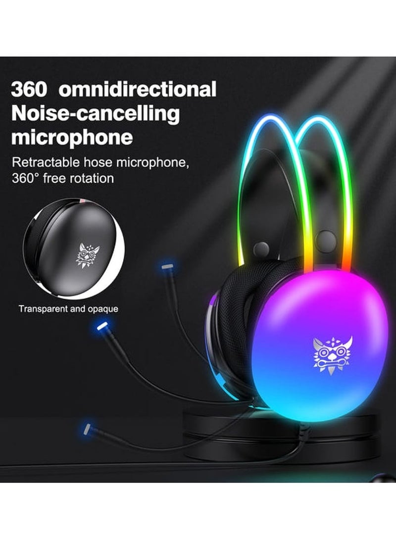 X25 Professional Gaming Headset USB+3.5 RGB Light 3D Stereo Noise Cancellation Multi Platform Compatibility With Microphone for PS4/PS5/XOne/XSeries/NSwitch/PC