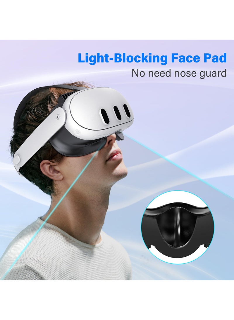 VR Facial Interface and Face Pad for Meta Quest 3, Replaceable Ice Silk Lycra & Sweat-Proof PU Leather Pad,with Air-Circulation Design Facial Interface Accessories for Oculus Meta Quest 3