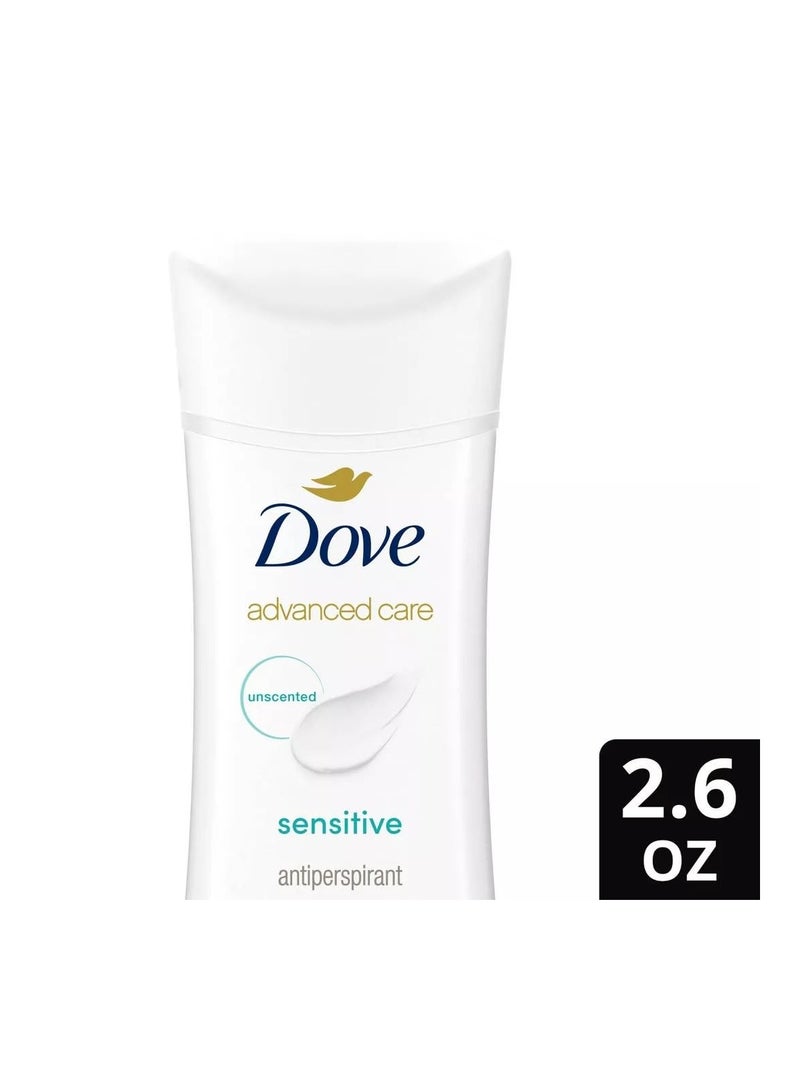 Dove Deodorant 2.6 Ounce Anti-Perspirant Sensitive Stick, 3 Pack, Unscented