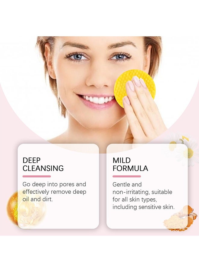 Kojic Acid Turmeric Cleansing Pads- Face Pore Cleaner Minimizer Acne Treatment, Chemical Peel Solution For Dark Spots, Breakouts, Scars, Reduce Wrinkle Lines 40 Pieces