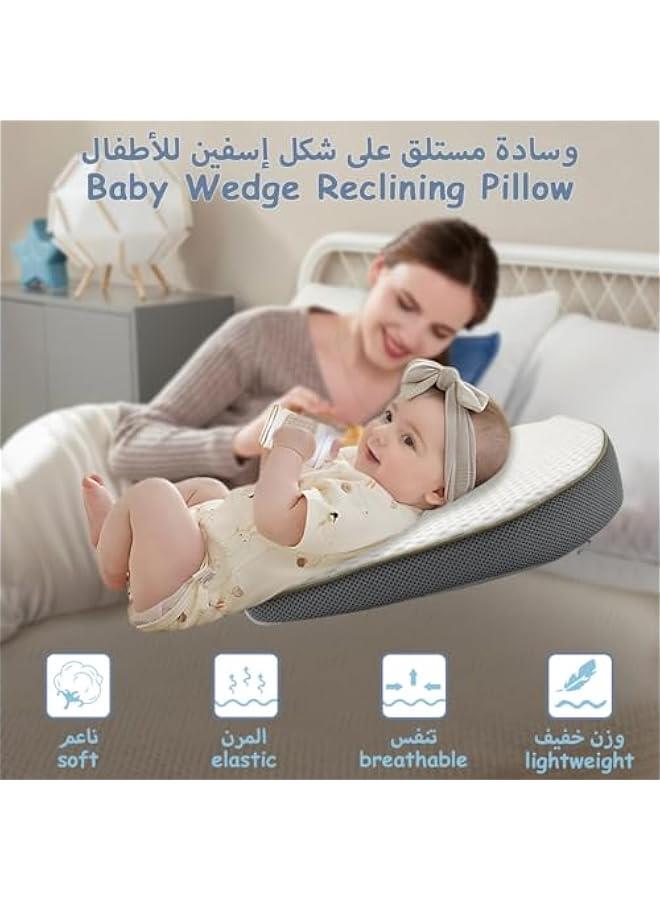 Baby Wedge Pillow Anti-Spit Milk Feeding Pillow for Reflux Sleeping Nursery Infant Square Crib 15 Inclination Mattress With Removable Cover Memory Foam Cotton Wedge Cushion for Newborn Child