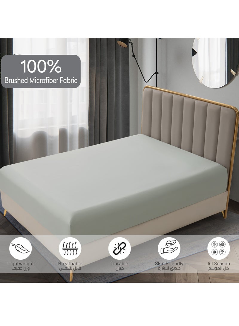 Bedding Fitted Sheet 2-Pcs Twin Size Solid Bed Sheet Set Fits(120x200CM) With Pillowcases And 30 CM Extra Deep Brushed Microfiber Bed Sheet,Mercury