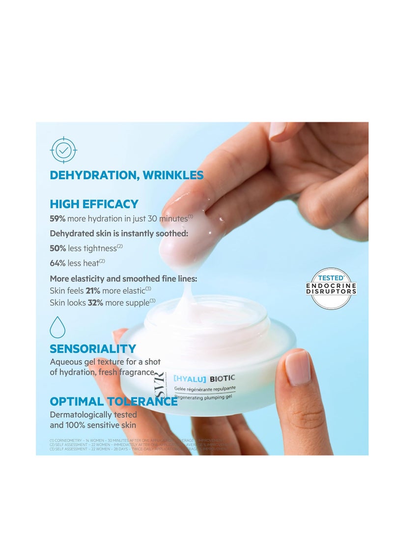 SVR HYALU Biotic Face Moisturizing Gel with Hyaluronic Acid, Probiotics and Stabilized Vitamin C for Dull, Dehydrated Sensitive Skin. 48hrs Hydration to Smooth the Appearance of Fine Lines, 1.7 fl.oz.