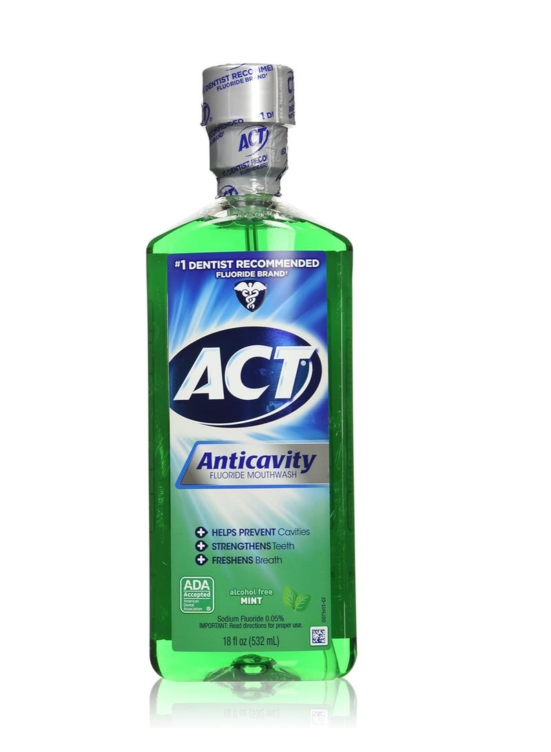 Act Anticavity Fluoride Mouthwash Mint 18 fl oz (Pack of 3)(Packaging May Vary)