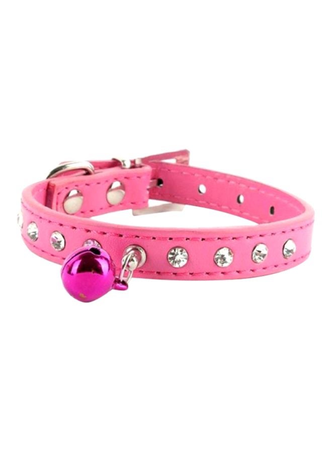 Rhinestone Studded Faux Leather Collar Pink/White