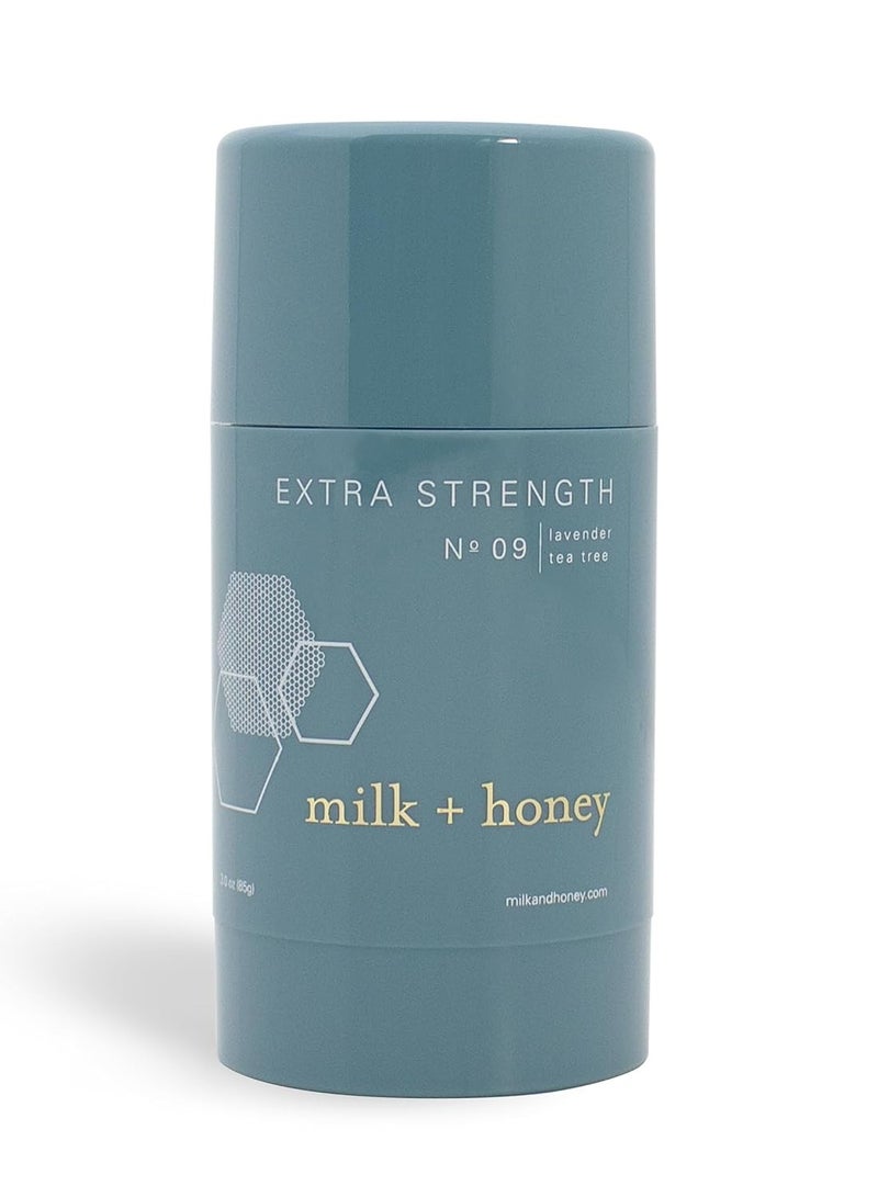 milk + honey Extra Strength Deodorant No. 09, Aluminum Free Deodorant for Women and Men, Natural Deodorant Gentle on the Skin, Lavender and Tea Tree scent