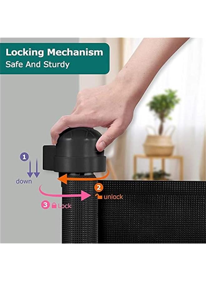 Retractable Baby Gate,  Mesh Safety Gate for Babies and Pets, Extra Wide Safety Baby Gate 86cm Tall & 150cm Wide(Need to Punch), Pet Dog Gate for doorways, Stairs, Indoor/Outdoor (Black)