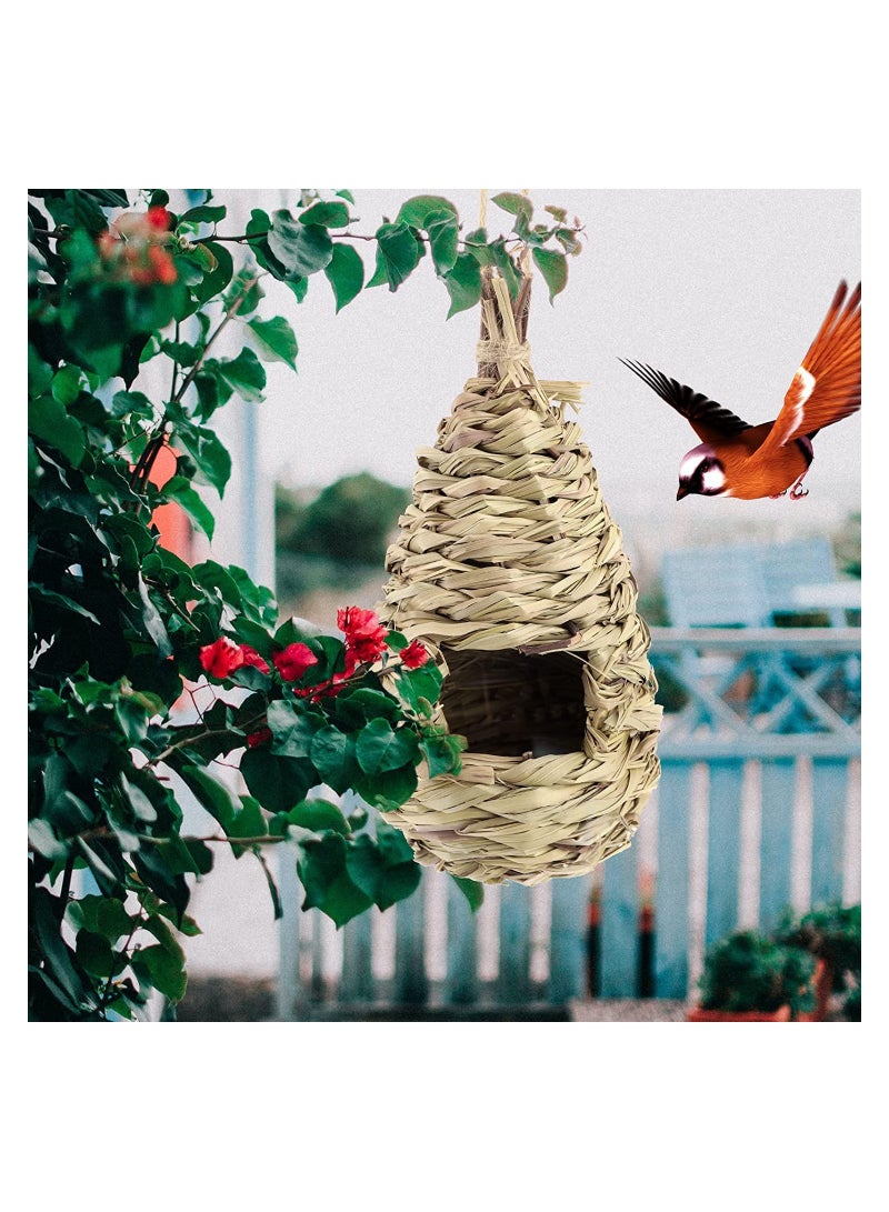 3 Bird'S Nests Outdoor Hummingbird House Garden Decoration With Hand-Woven Bird'S Nest Box