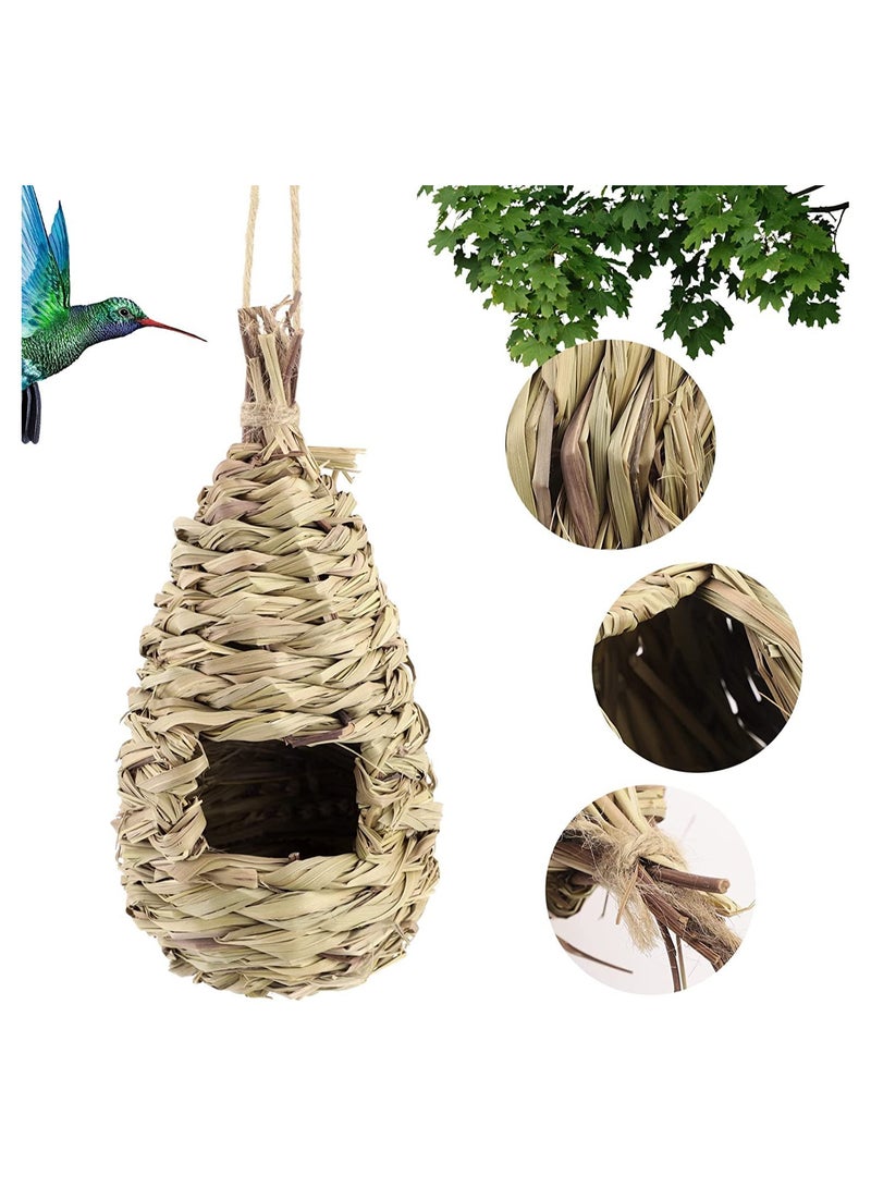 3 Bird'S Nests Outdoor Hummingbird House Garden Decoration With Hand-Woven Bird'S Nest Box