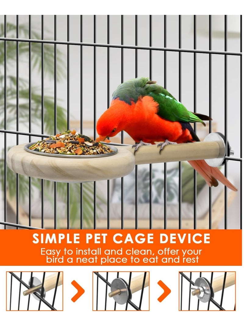 Bird Perch Bird Feeding Cup, Parrot Wood Perch Stand Toy, Bird Cage Accessory for Parakeet