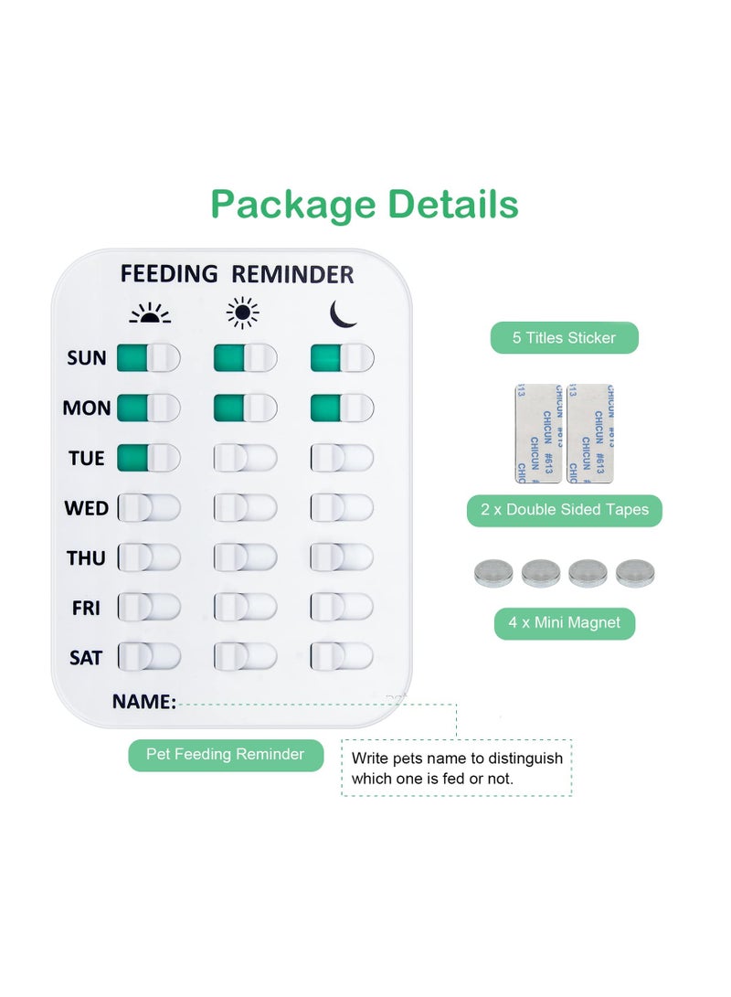 Magnetic Dog Feeding Reminder, 3 Times A Day, Firmly Mount for Avoid Overfeeding, Cat Feeding Reminder Chart Track with Magnets Titles and Double-Sided Adhesive